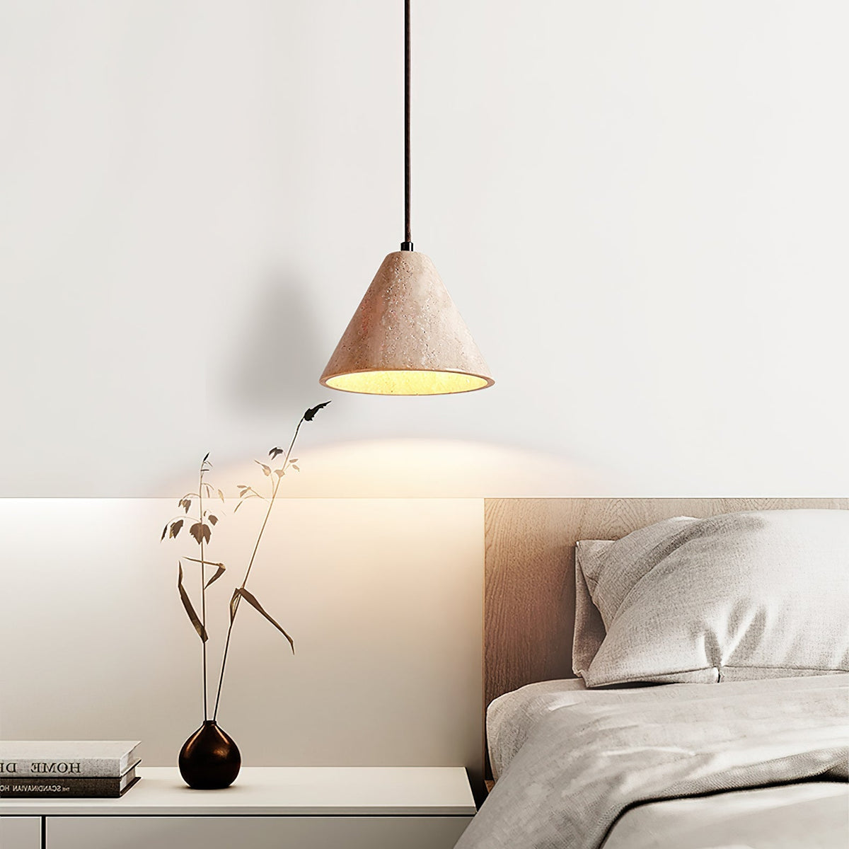 Aklan Dome Shade Travertine Pendant Light