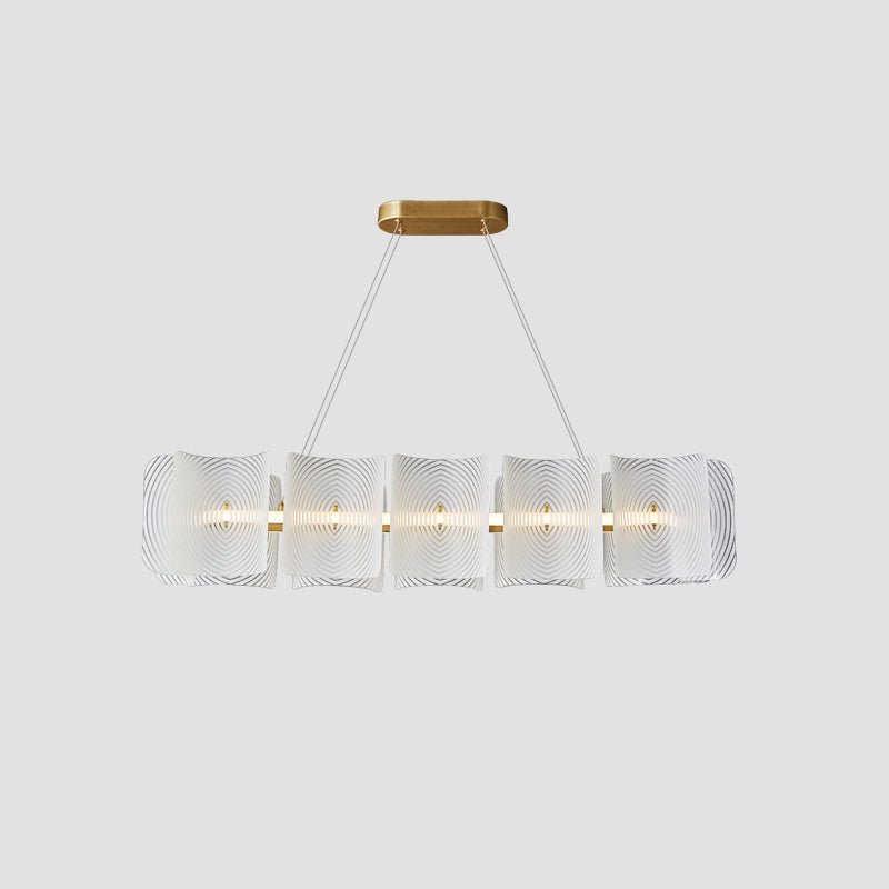 Virinia Postmodern Luxury Rectangle Brass Glass Pendant Lamp