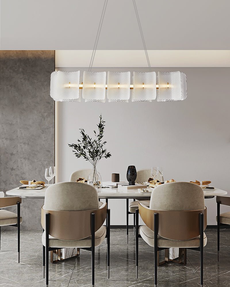 Virinia Postmodern Luxury Rectangle Brass Glass Pendant Lamp