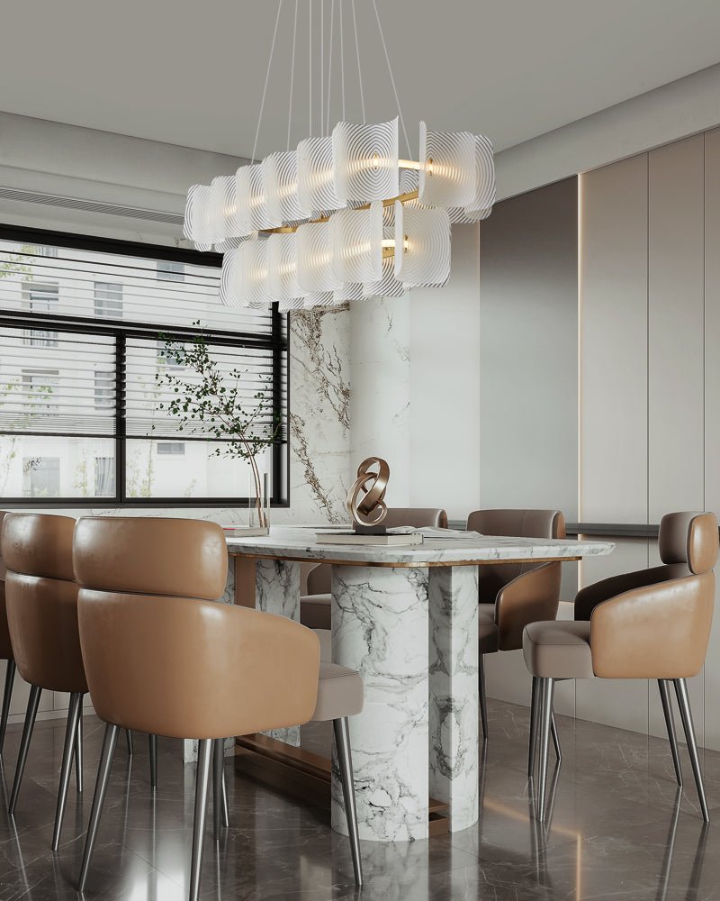 Virinia Postmodern Luxury Rectangle Brass Glass Pendant Lamp