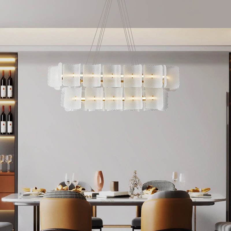 Virinia Postmodern Luxury Rectangle Brass Glass Pendant Lamp