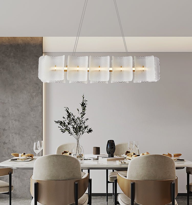 Virinia Postmodern Luxury Rectangle Brass Glass Pendant Lamp