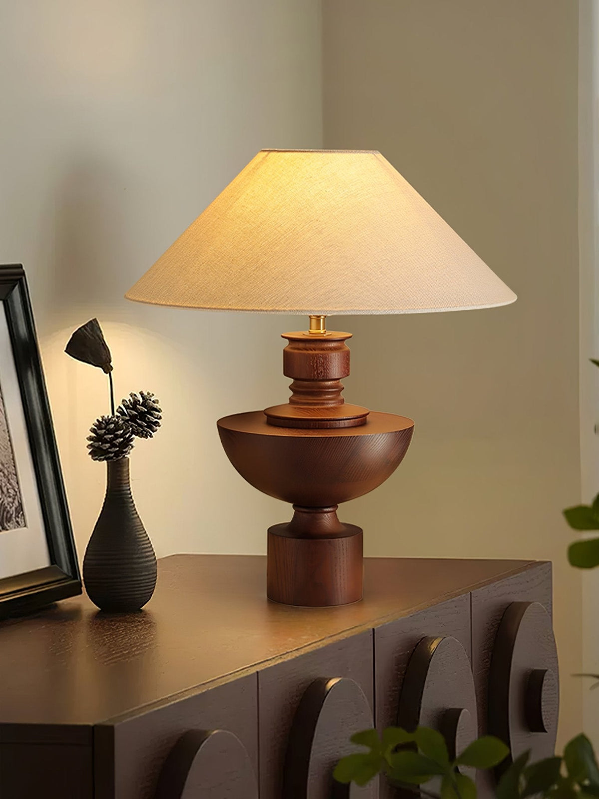 Dunell Wood Fabric Vintage Table Lamp