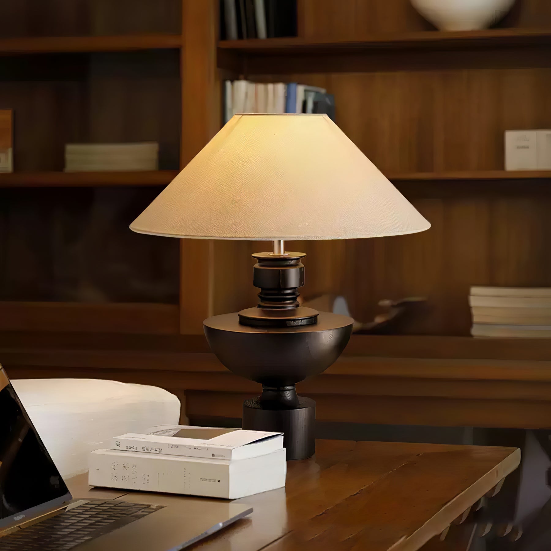 Dunell Wood Fabric Vintage Table Lamp