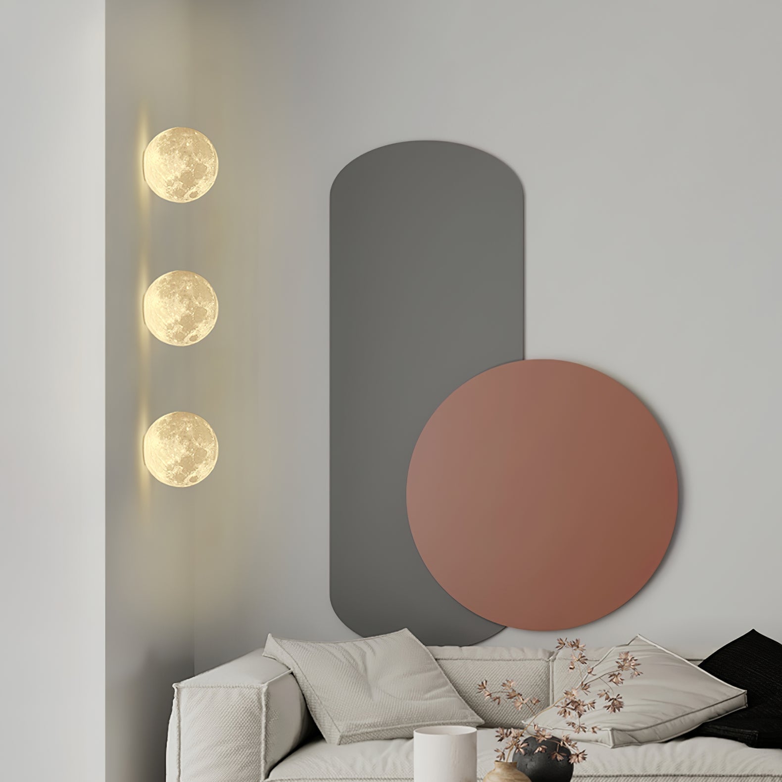 Olsolan Nordic Art Moon 3D Plastic Wall Lamp