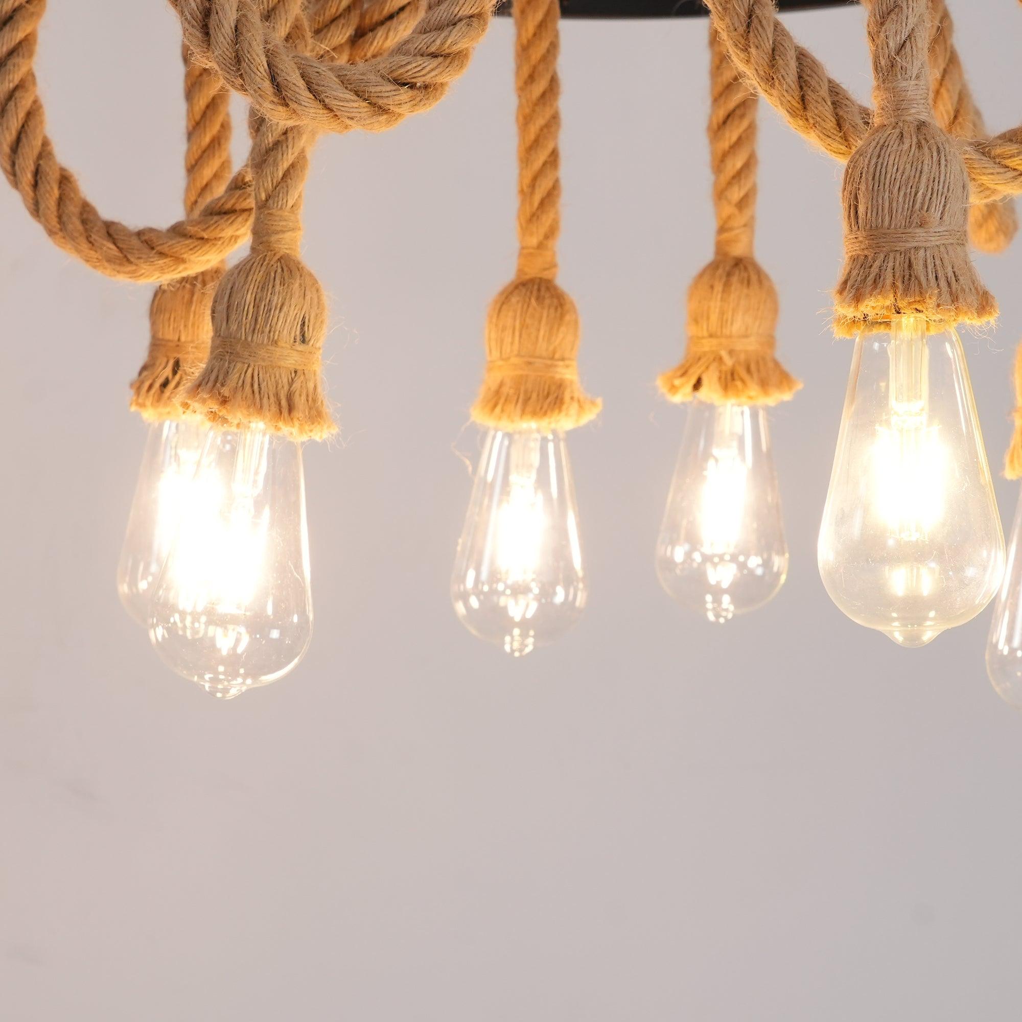 Soluaine Chandelier Hemp Rope Industrial Six Head