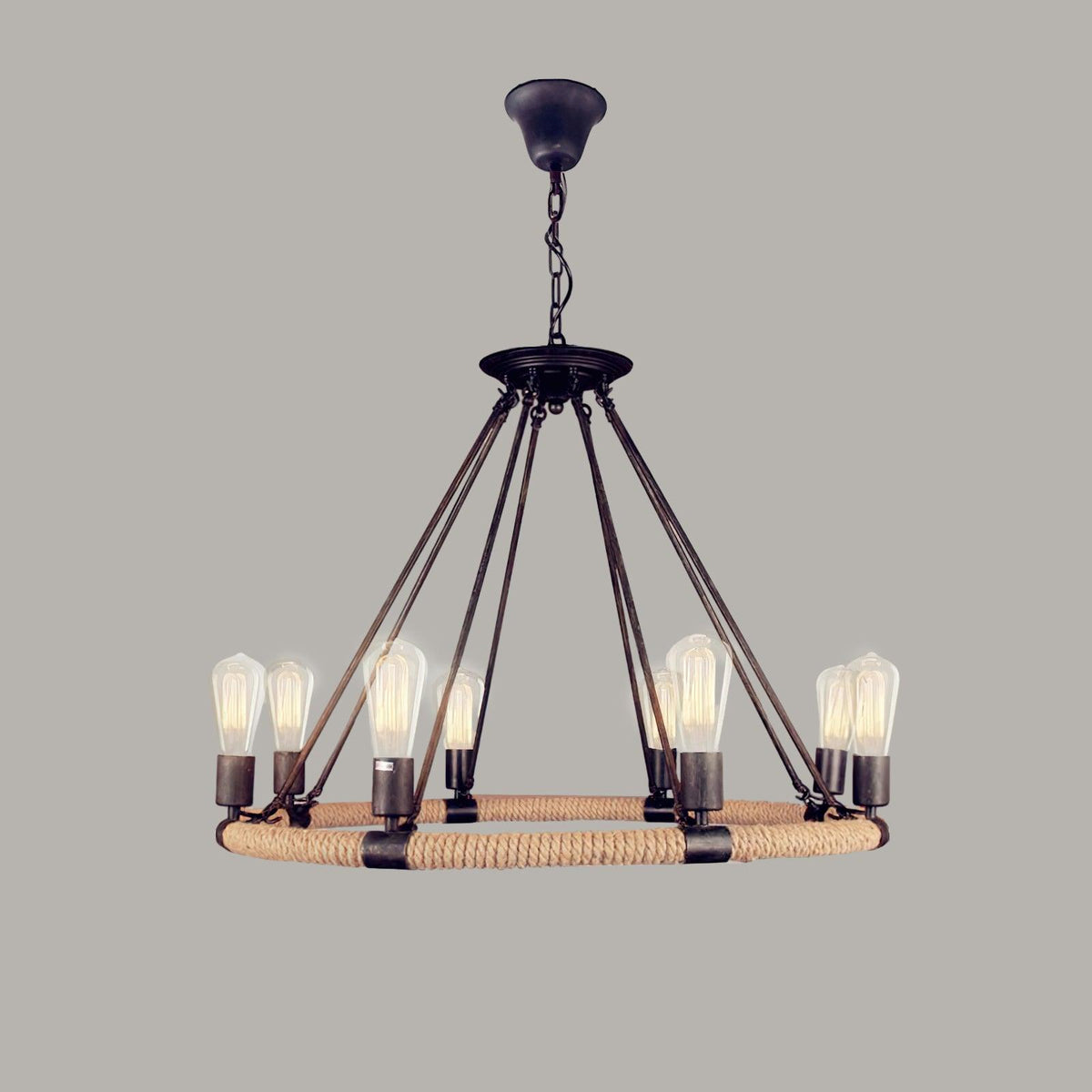 Novien Chandelier Hemp Rope Industrial Round