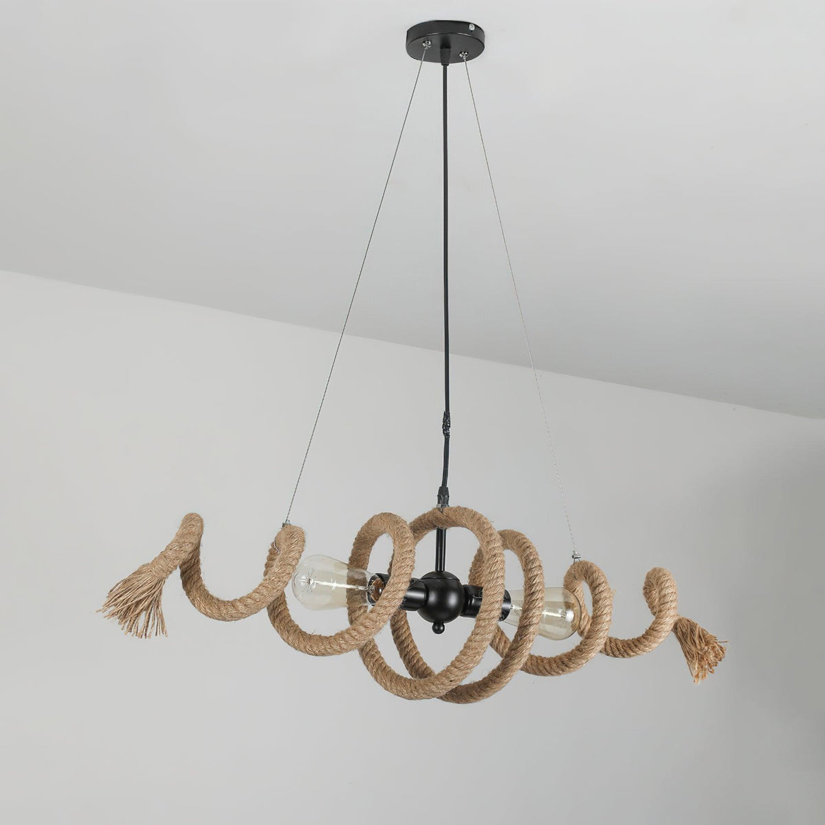Cassian Hemp Rope Industrial Spiral Chandelier