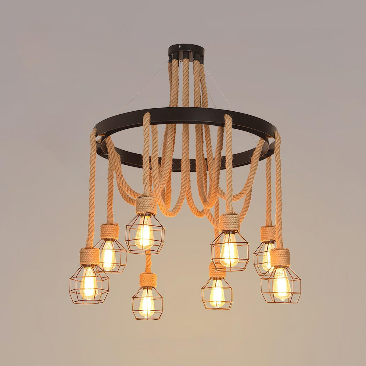 Ravoriel Chandelier Hemp Rope Industrial