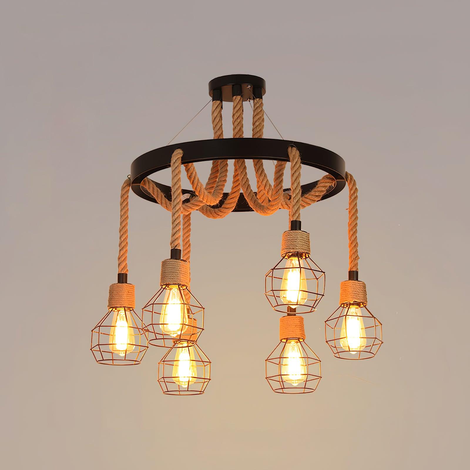 Ravoriel Chandelier Hemp Rope Industrial