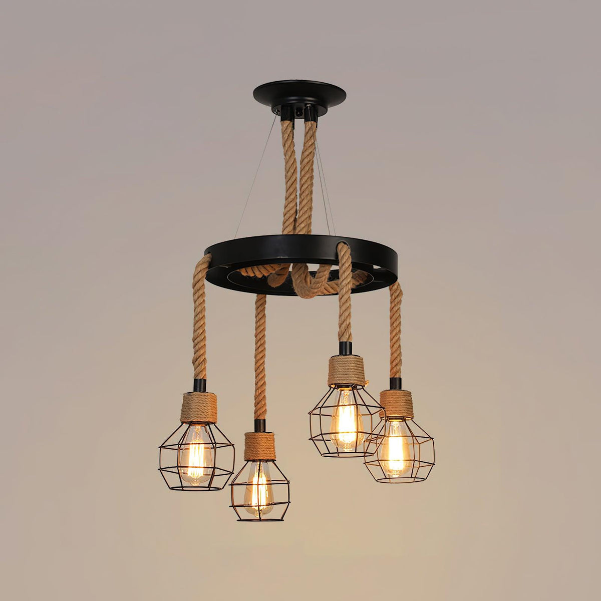 Ravoriel Chandelier Hemp Rope Industrial