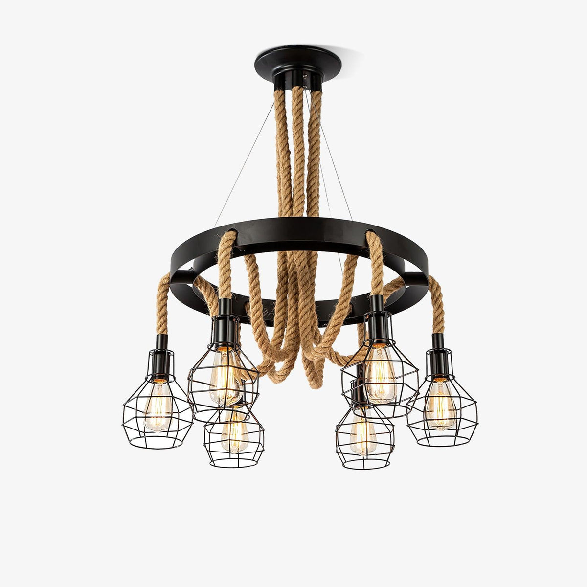 Ravoriel Chandelier Hemp Rope Industrial