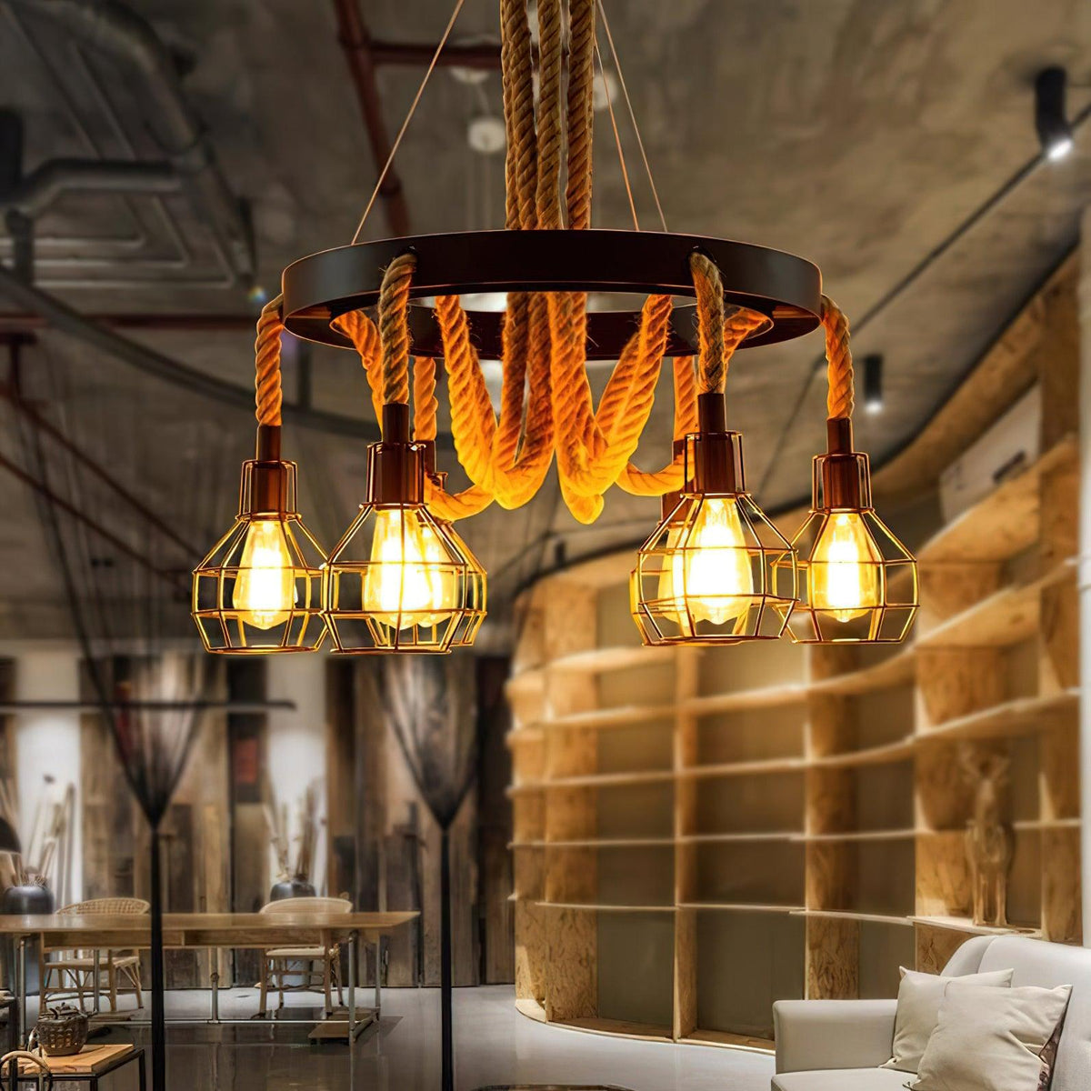 Ravoriel Chandelier Hemp Rope Industrial