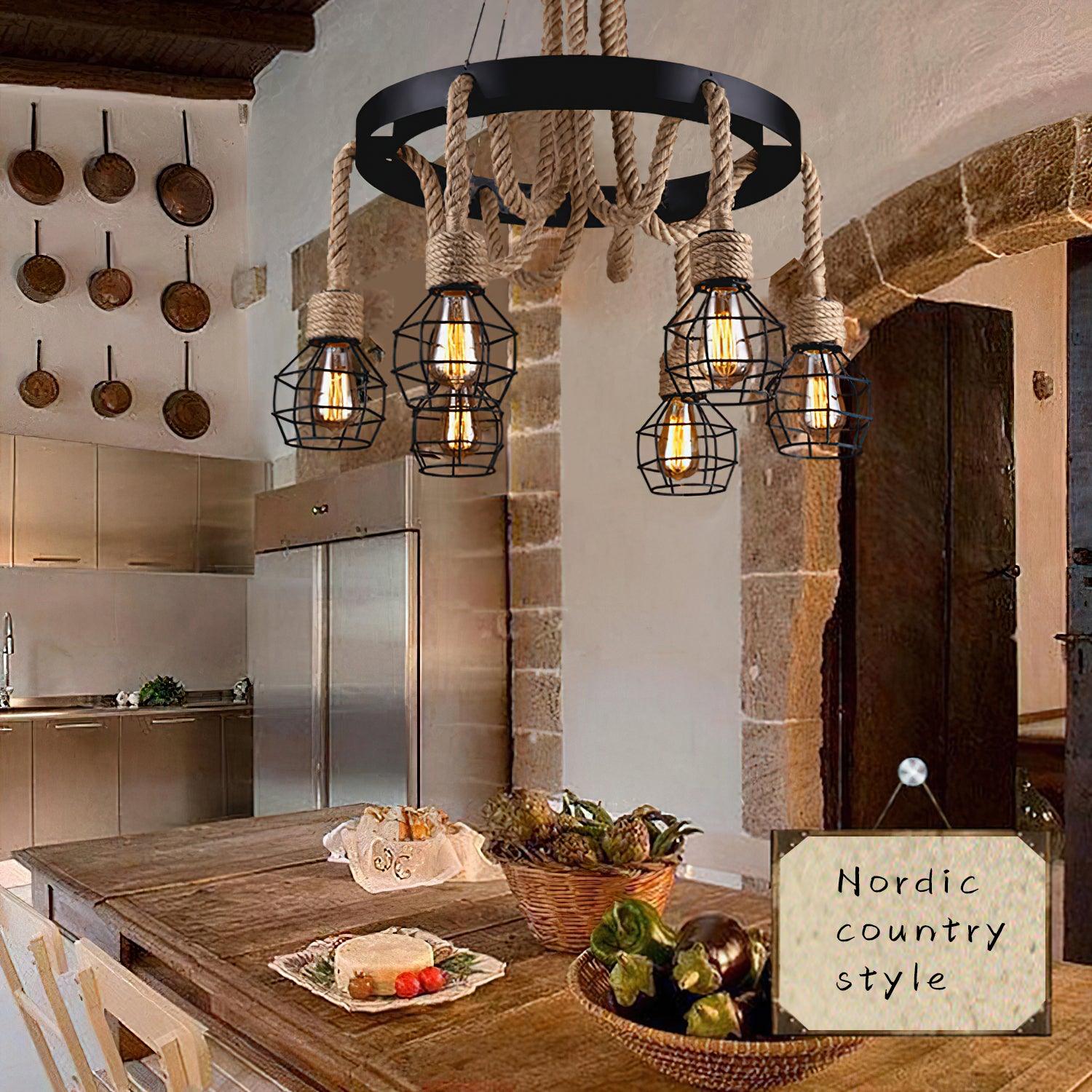 Ravoriel Chandelier Hemp Rope Industrial