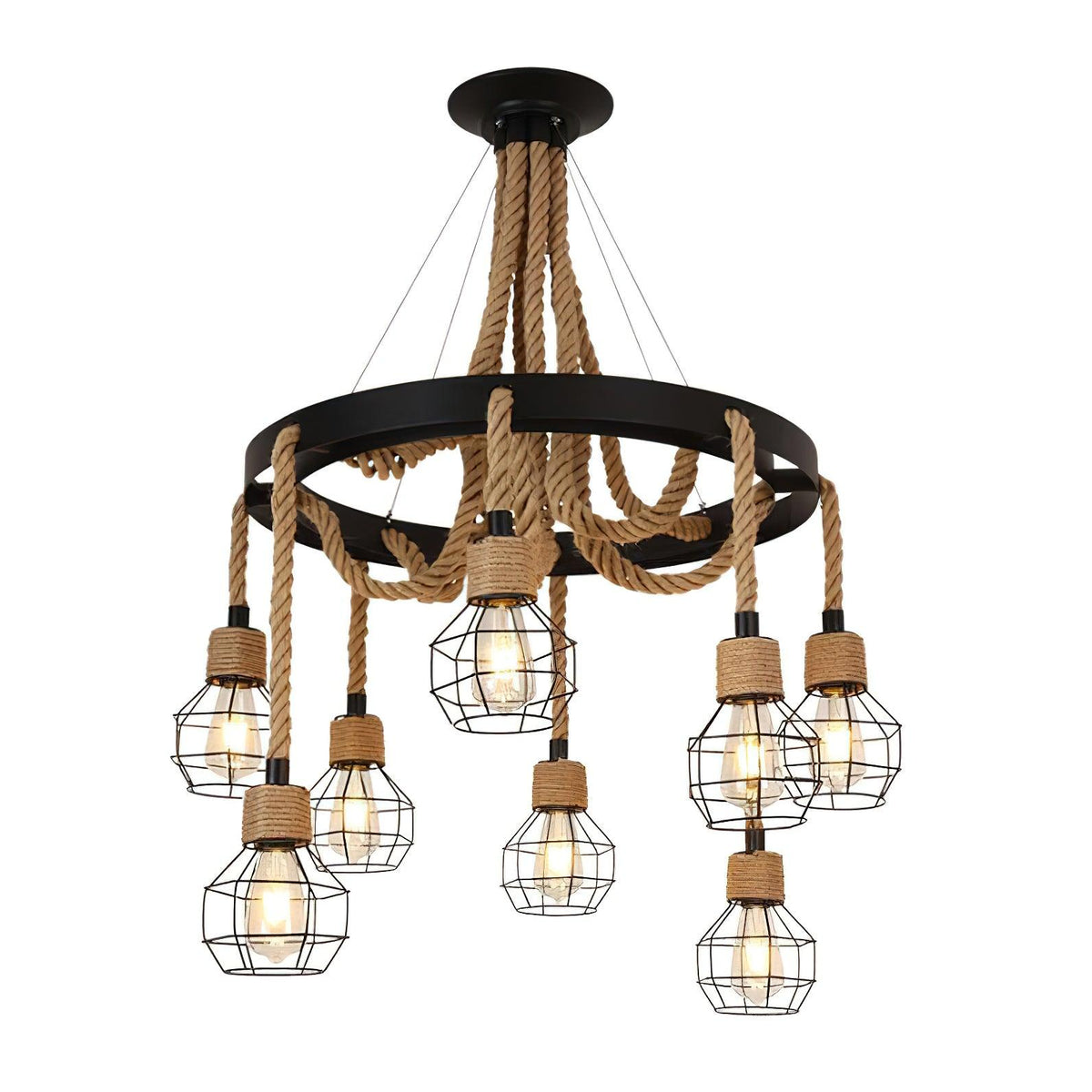 Ravoriel Chandelier Hemp Rope Industrial