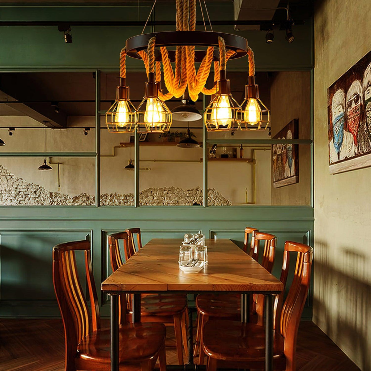 Ravoriel Chandelier Hemp Rope Industrial