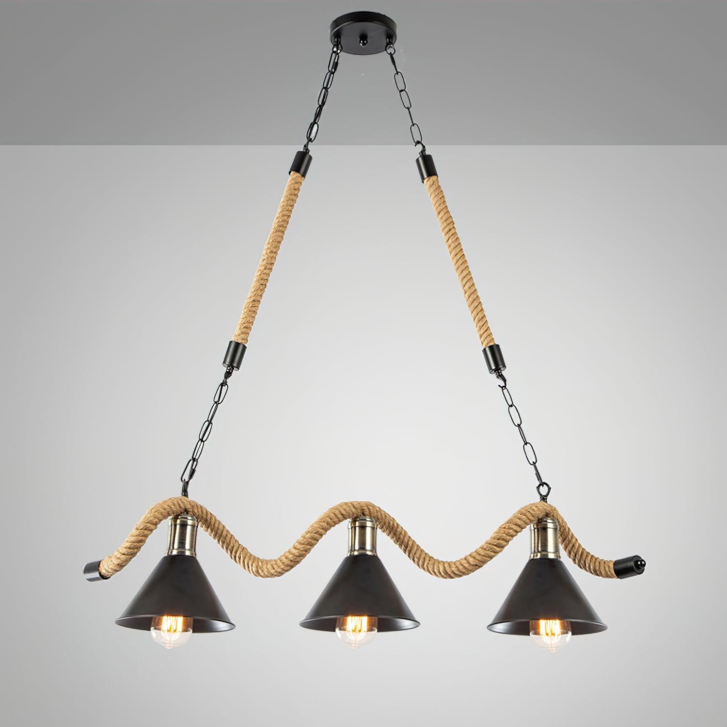 Canisaria Chandelier Hemp Rope Industrial Wave