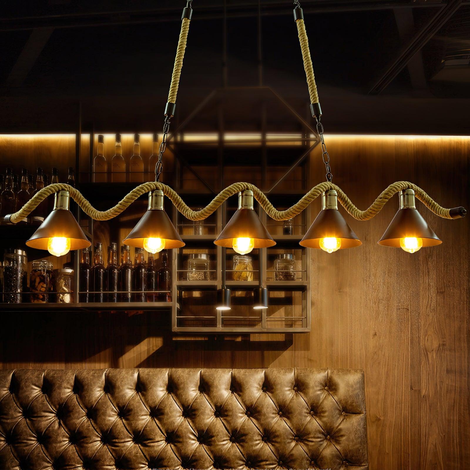 Canisaria Chandelier Hemp Rope Industrial Wave