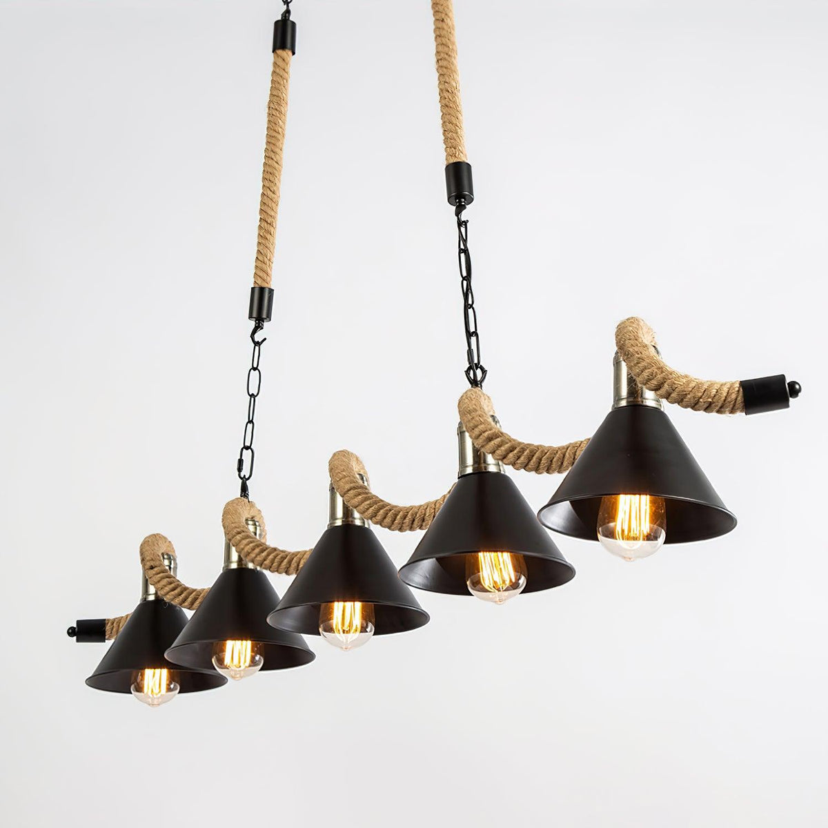 Canisaria Chandelier Hemp Rope Industrial Wave