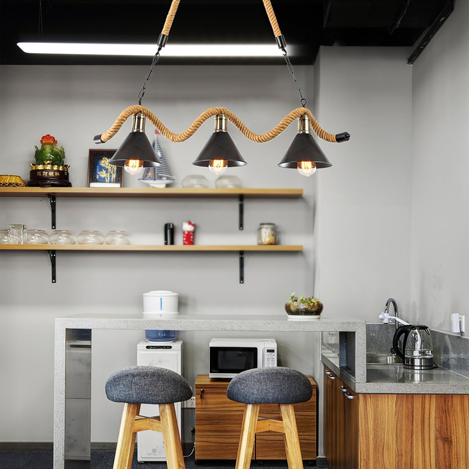 Canisaria Chandelier Hemp Rope Industrial Wave