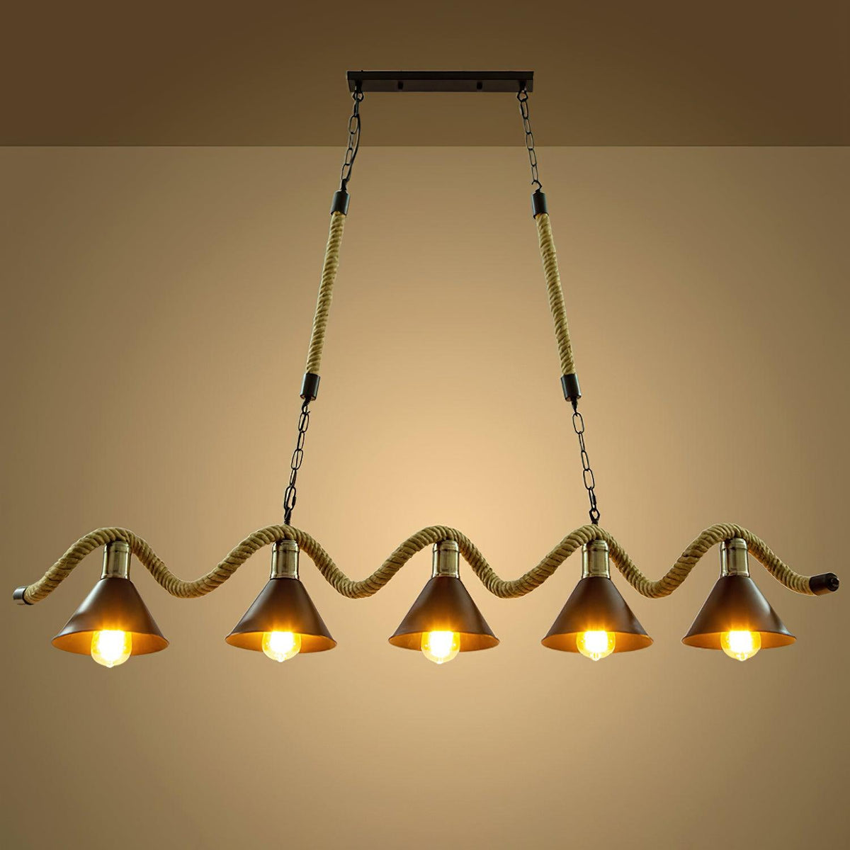 Canisaria Chandelier Hemp Rope Industrial Wave