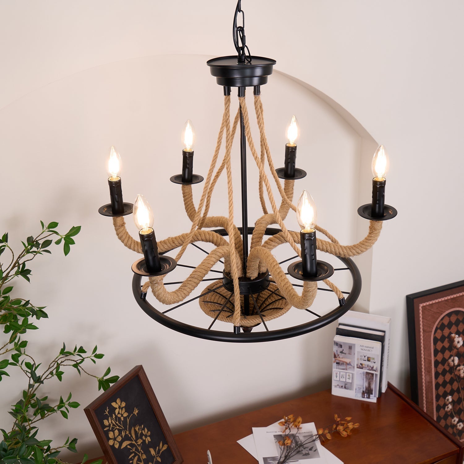 Ariiella Chandelier Hemp Rope Large Wheel
