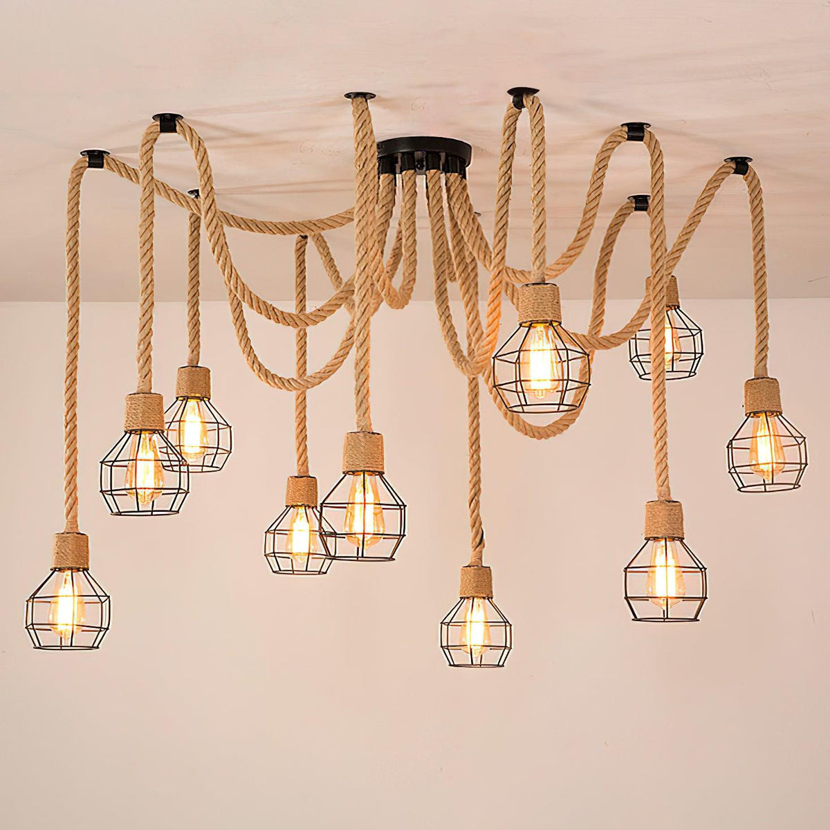 Arianissa Chandelier Hemp Rope Industrial Retro