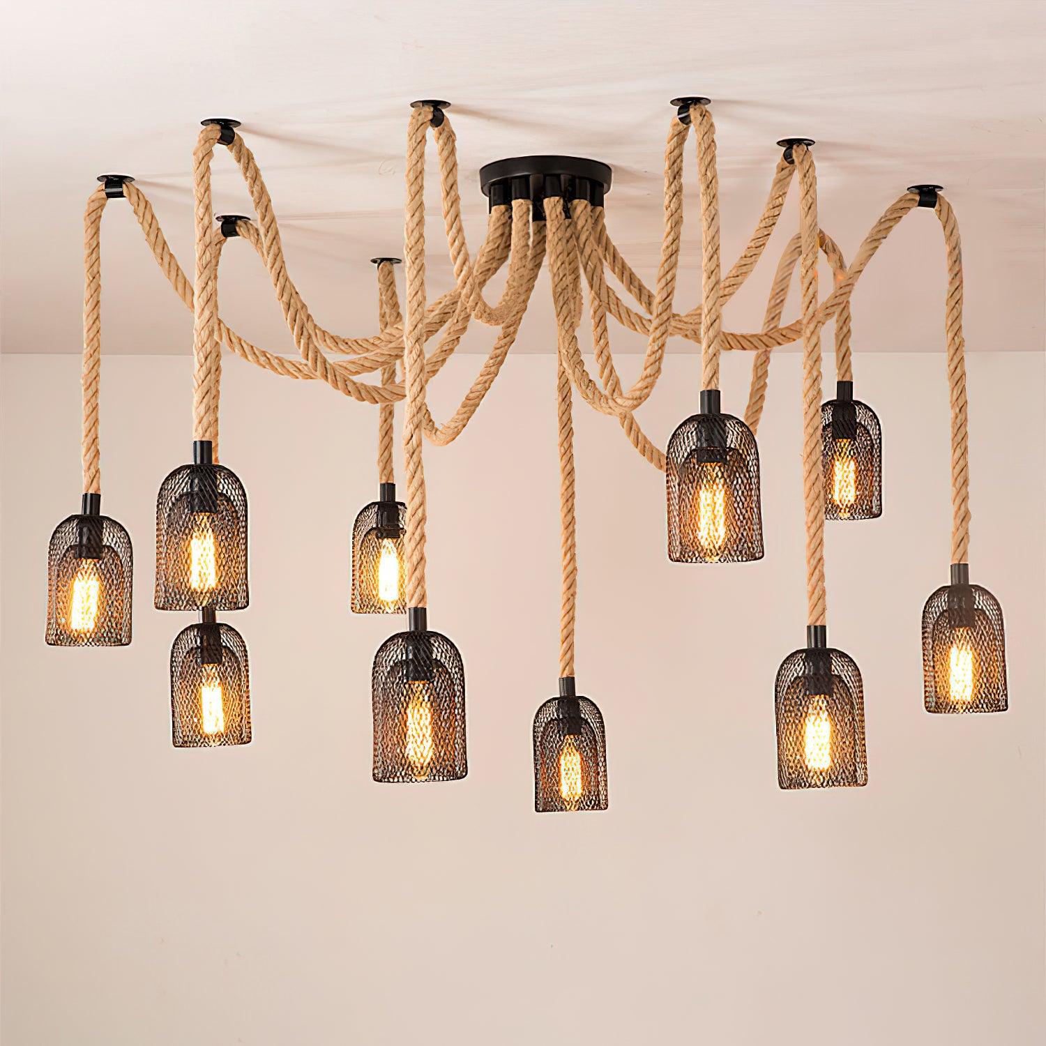 Arianissa Chandelier Hemp Rope Industrial Retro