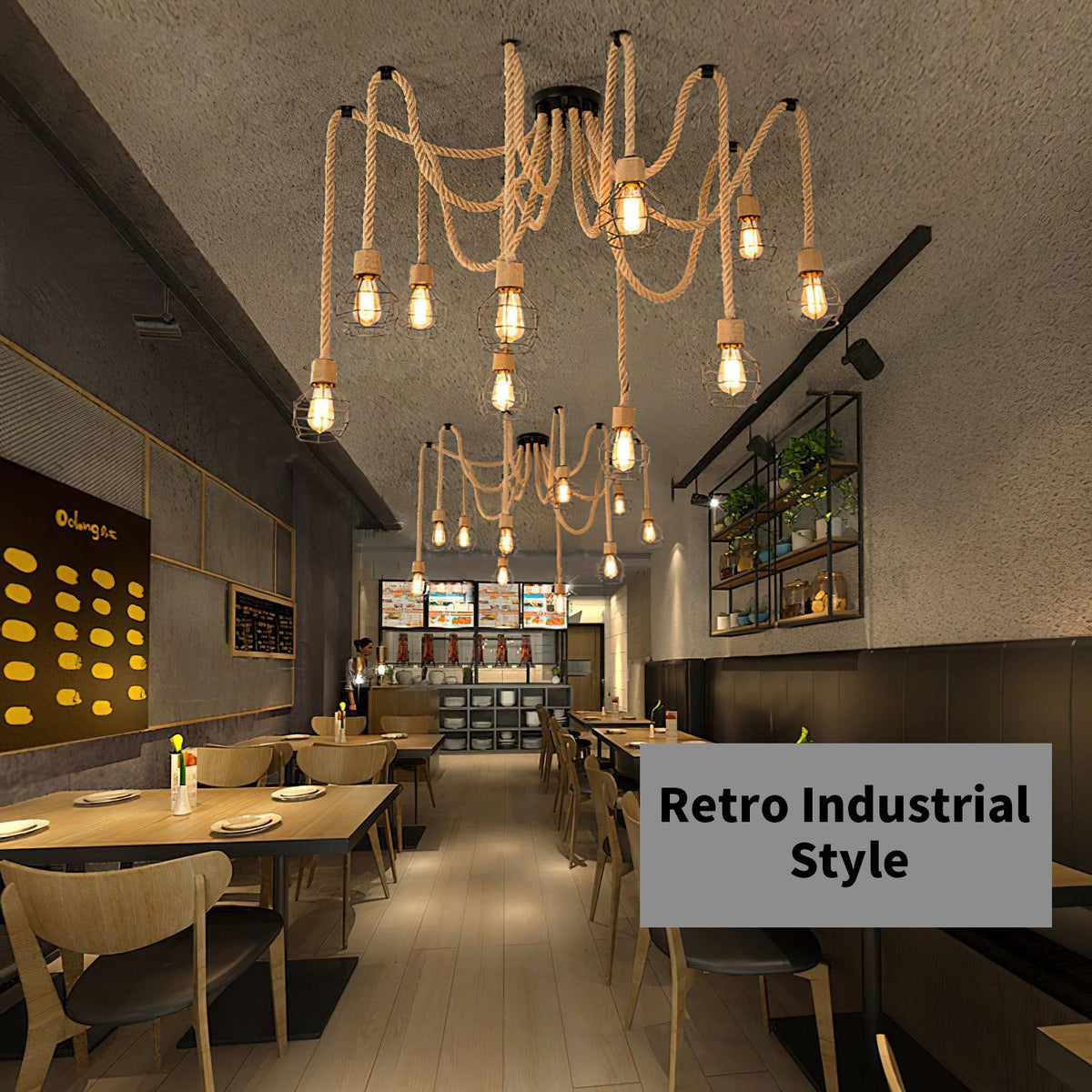 Arianissa Chandelier Hemp Rope Industrial Retro