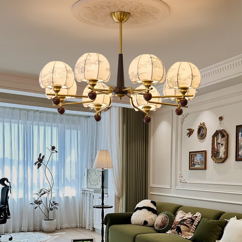 Acarira Premium Nordic Art Bloom Wood Fabric Chandelier