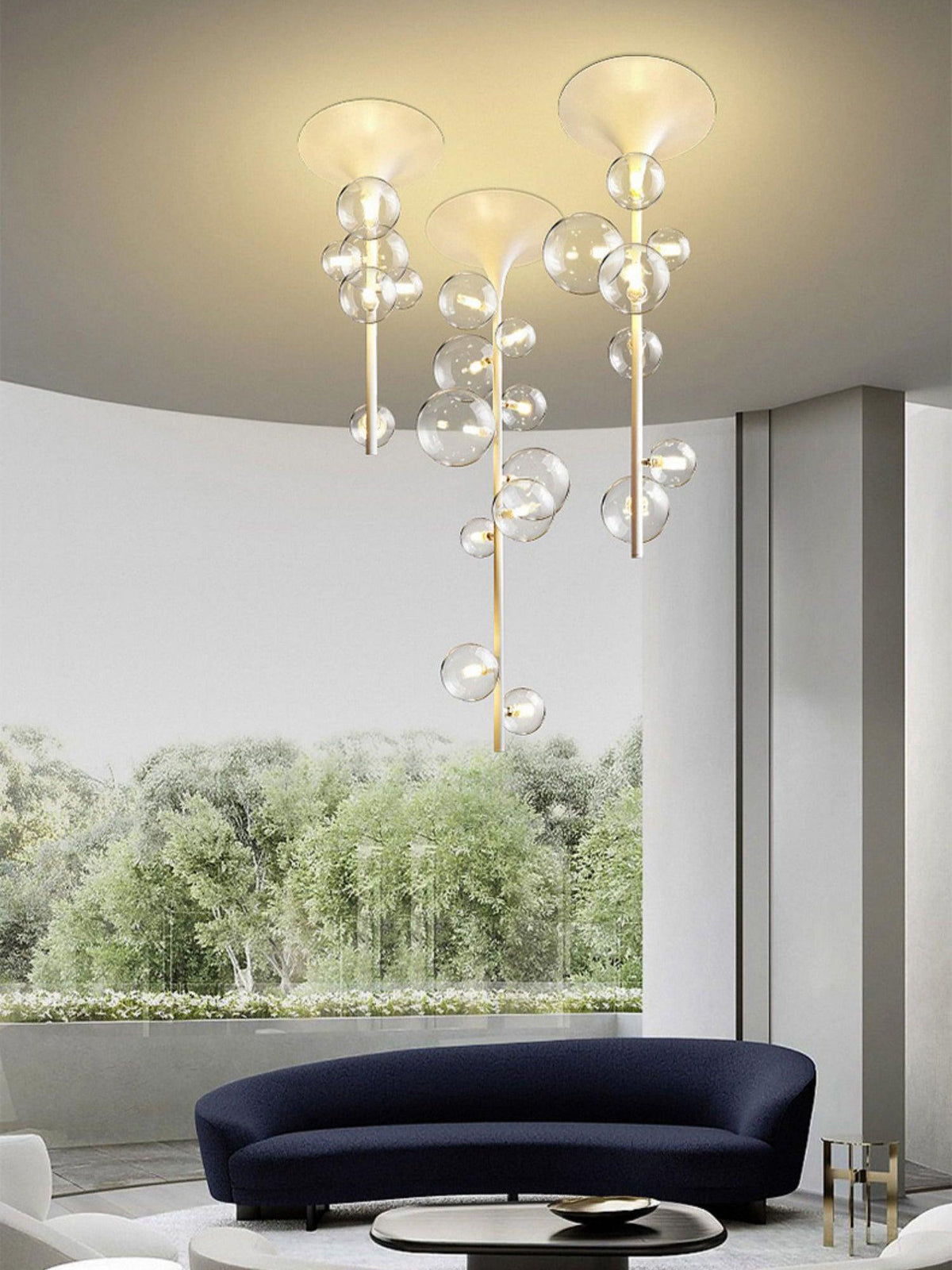 Celeina Pendant Light Brass Glass Cascading for Hallway