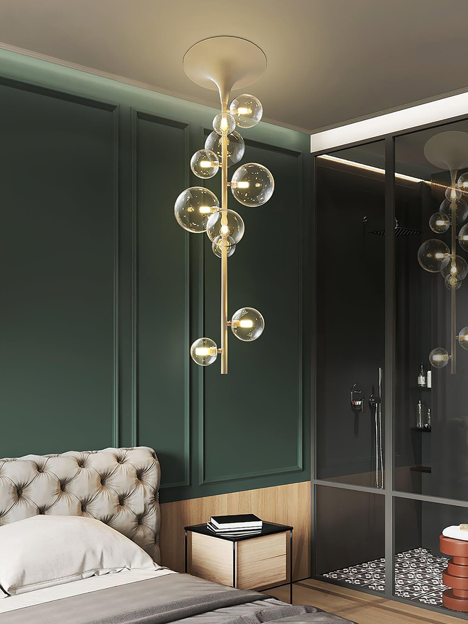 Celeina Pendant Light Brass Glass Cascading for Hallway