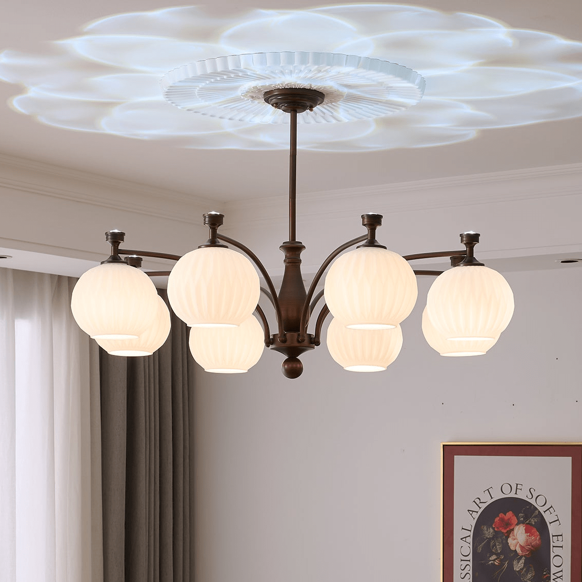 Vaslen Chandelier Orb Frosted Vintage