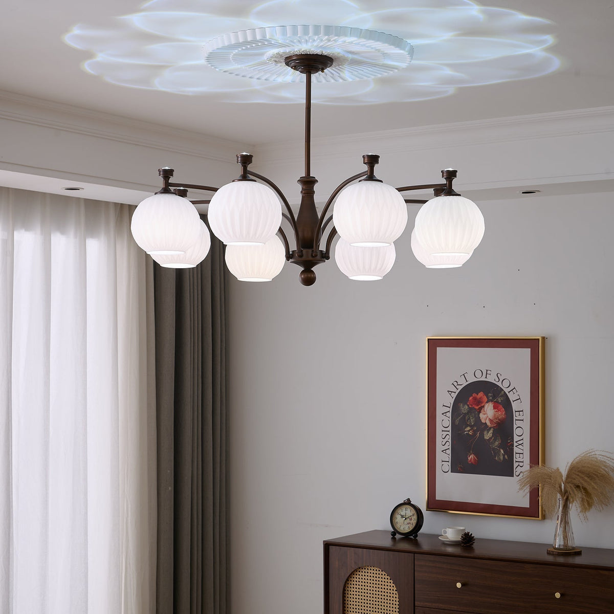 Vaslen Chandelier Orb Frosted Vintage