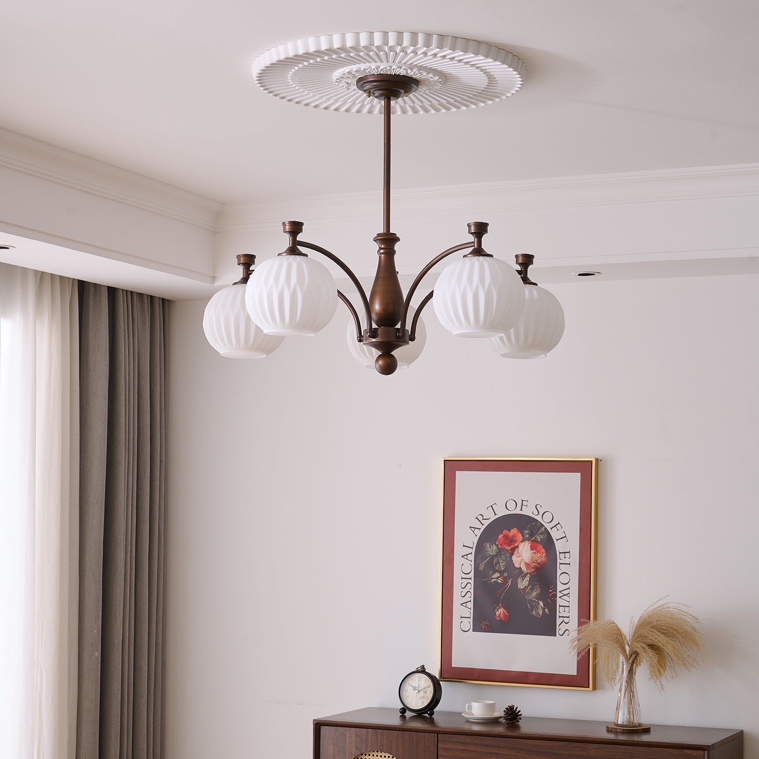 Vaslen Chandelier Orb Frosted Vintage