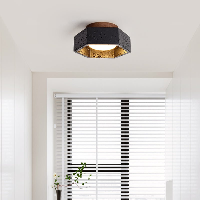 Hexara Hexagon Black Travertine Ceiling Lamp