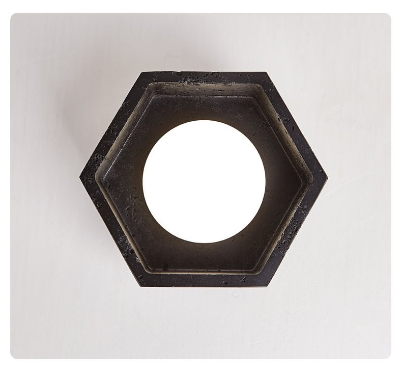 Hexara Hexagon Black Travertine Ceiling Lamp