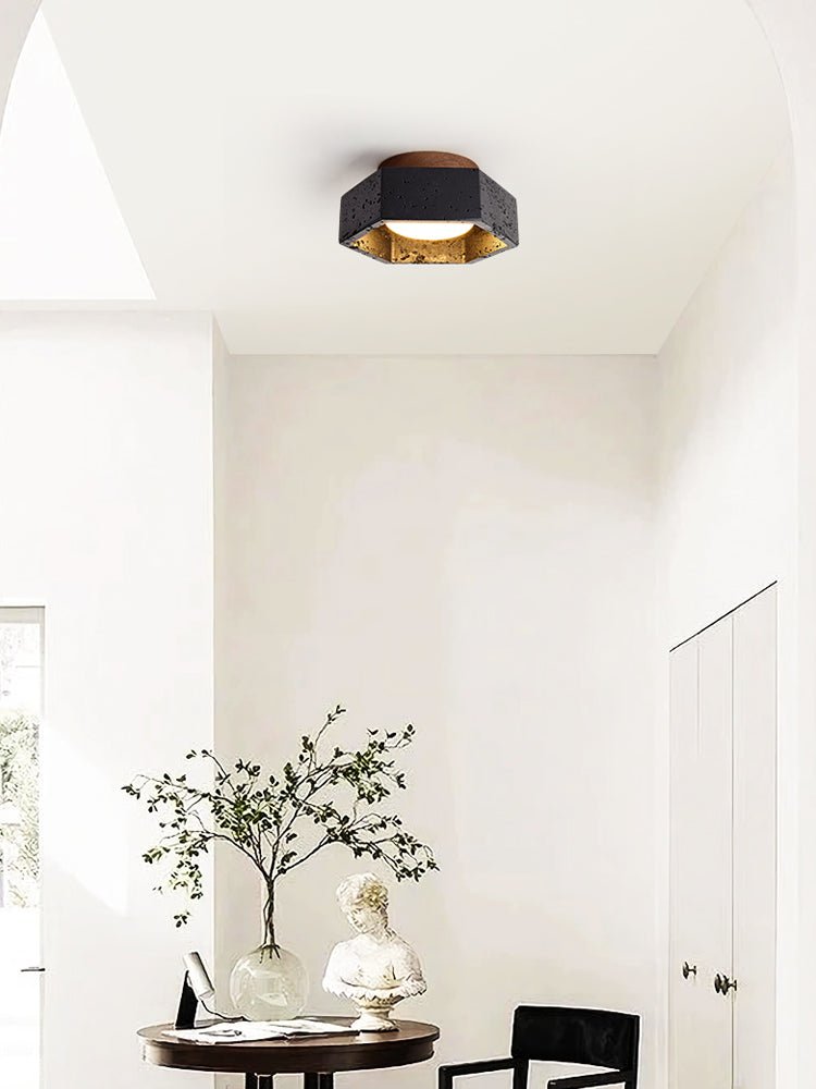 Hexara Hexagon Black Travertine Ceiling Lamp
