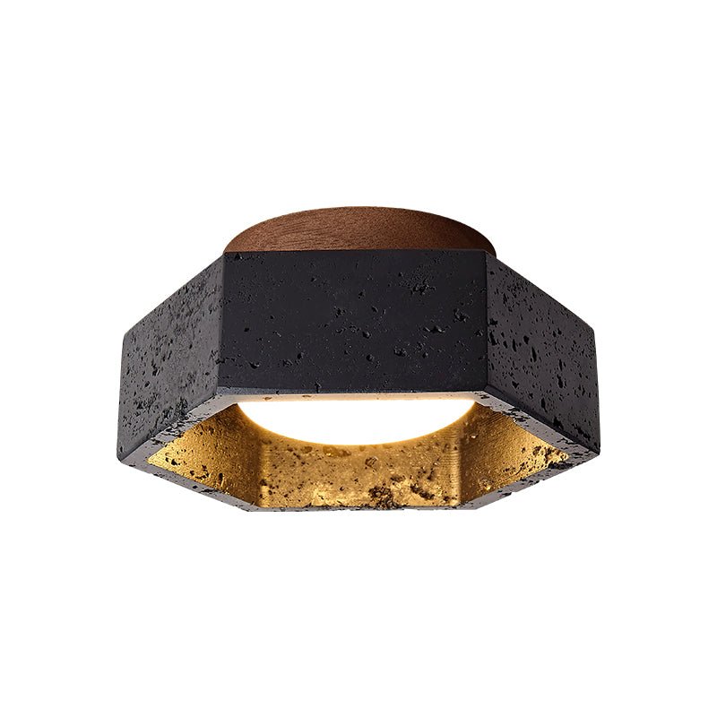 Hexara Hexagon Black Travertine Ceiling Lamp