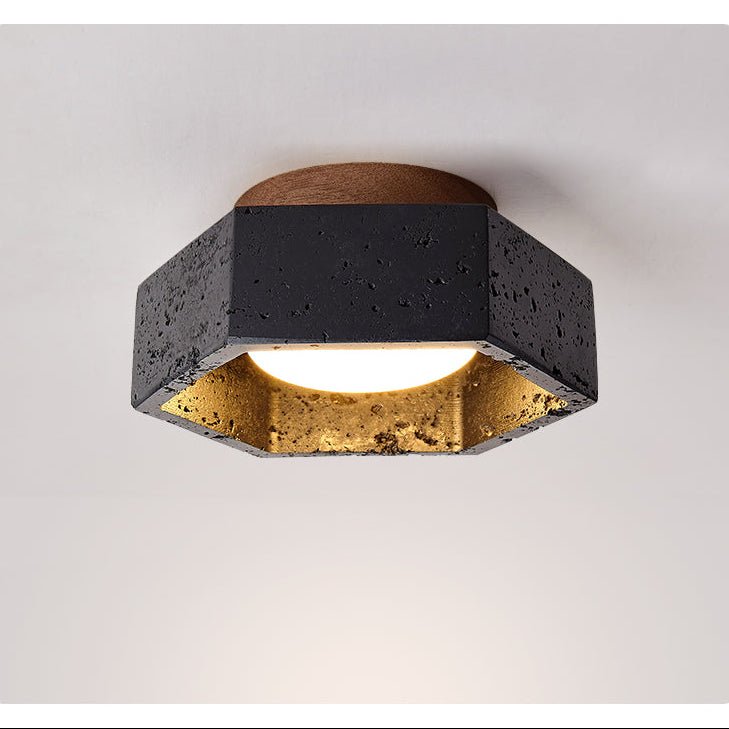 Hexara Hexagon Black Travertine Ceiling Lamp