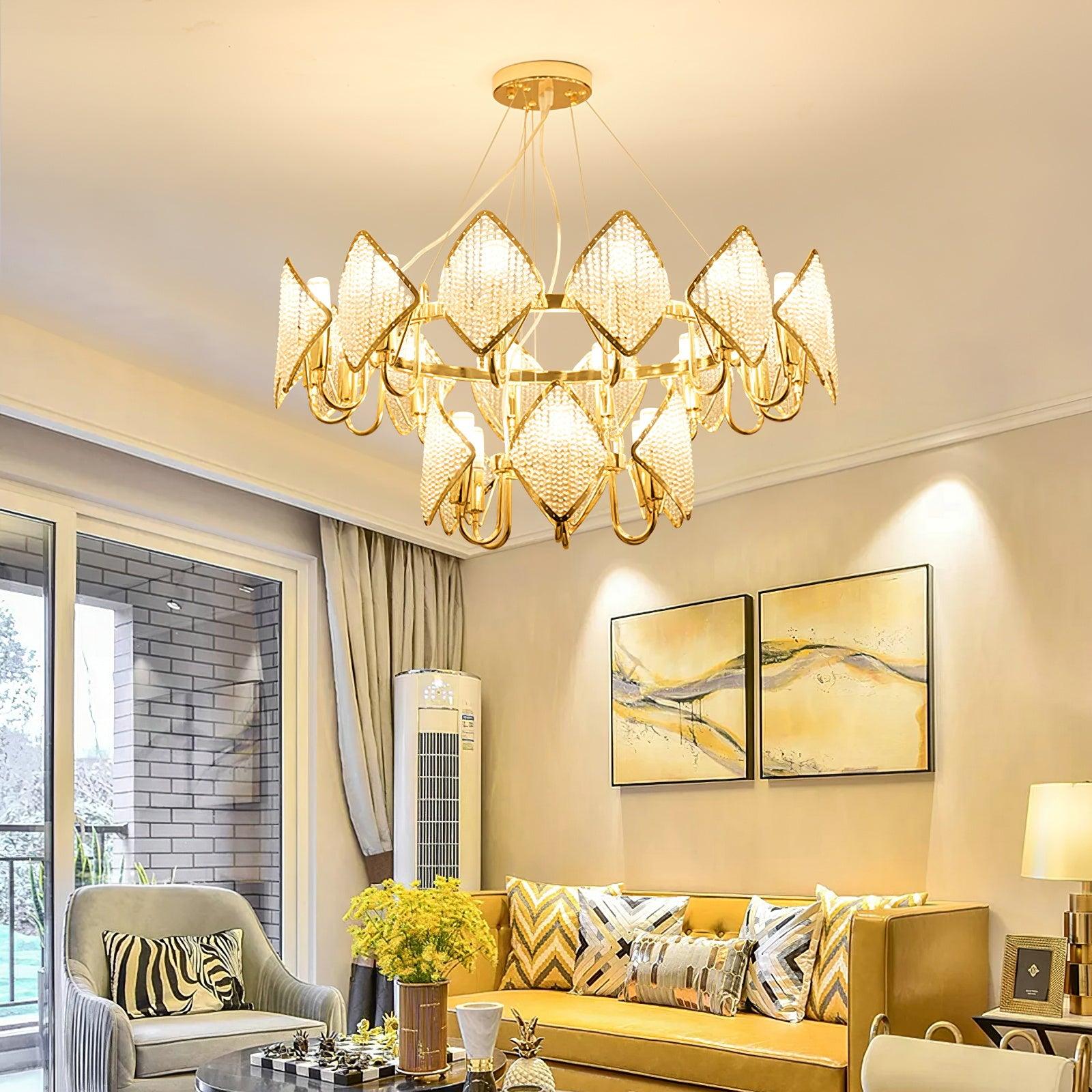 Cyrirena Chandelier Crystal Leaf Double-Tier
