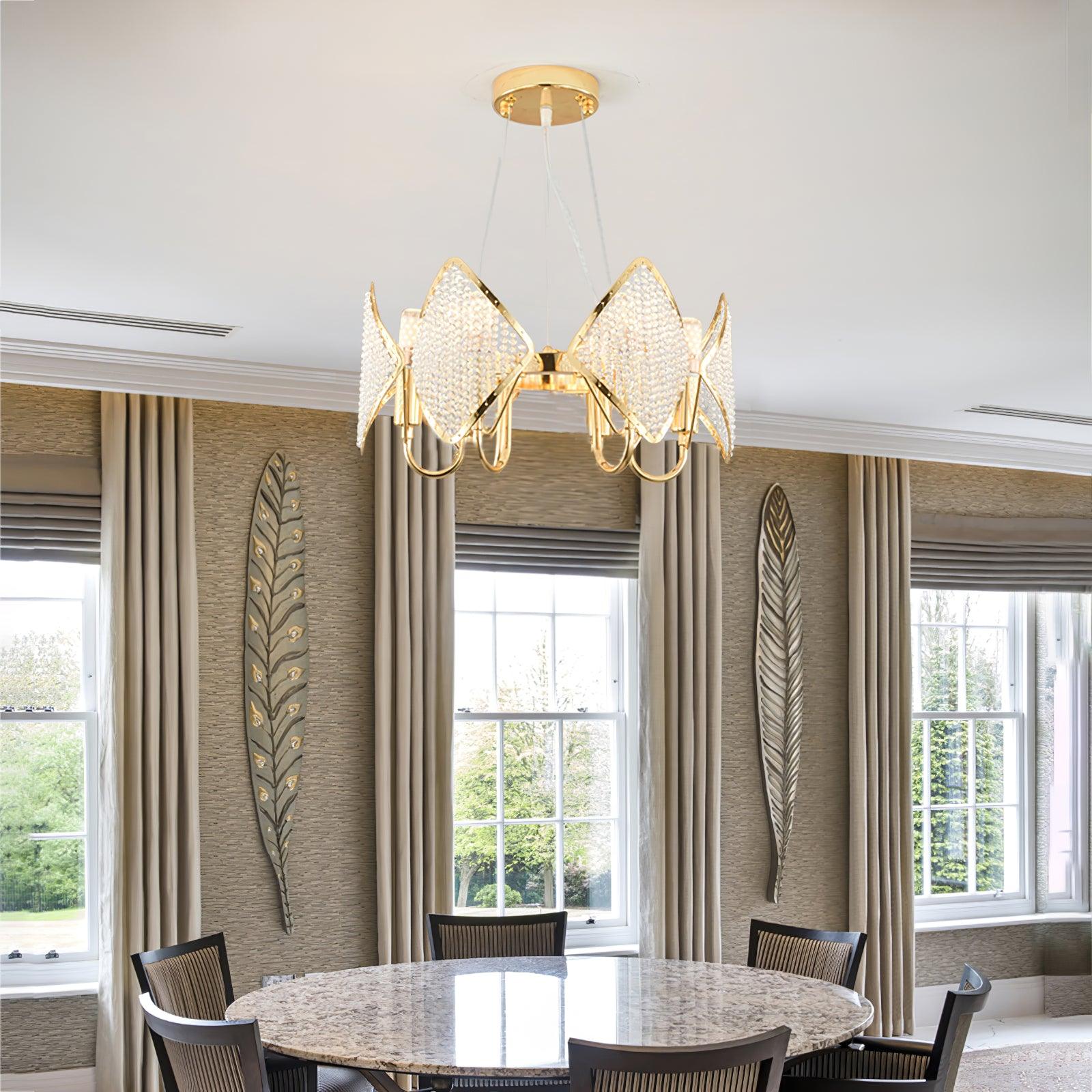 Cyrirena Chandelier Crystal Leaf Double-Tier