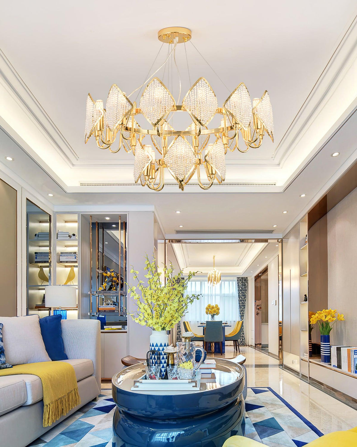 Cyrirena Chandelier Crystal Leaf Double-Tier