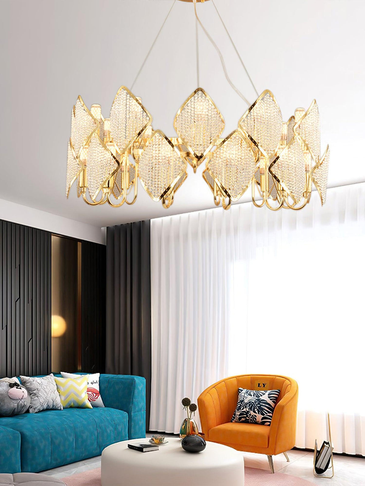 Cyrirena Chandelier Crystal Leaf Double-Tier