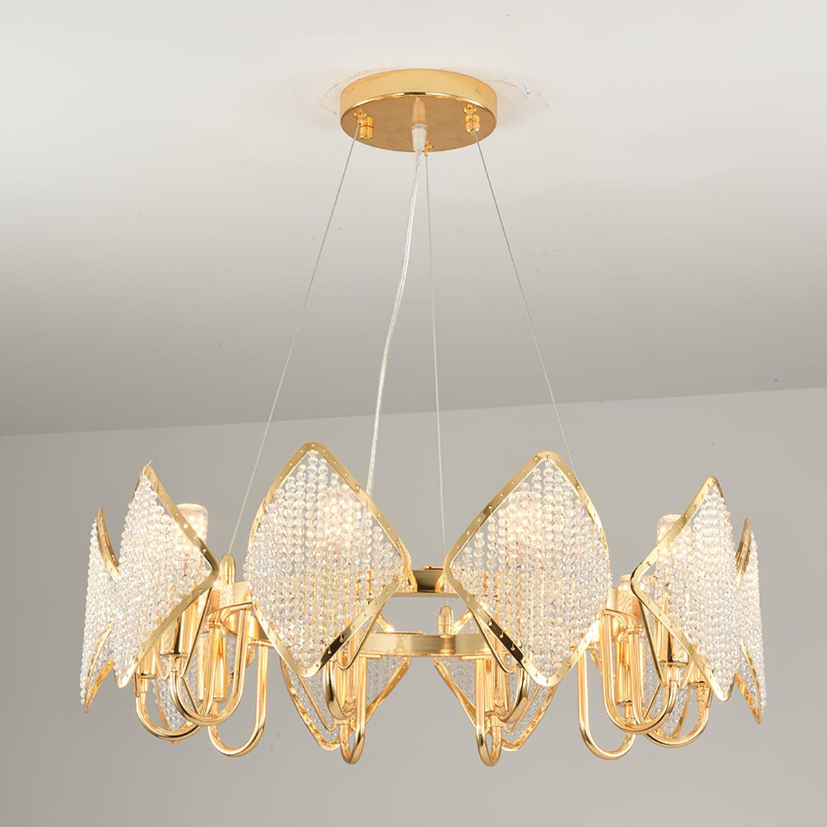Cyrirena Chandelier Crystal Leaf Double-Tier