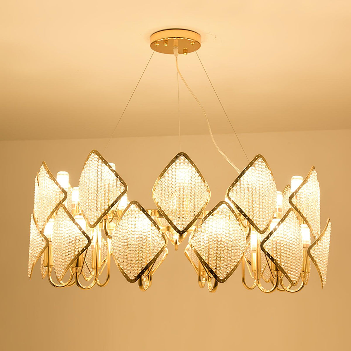 Cyrirena Chandelier Crystal Leaf Double-Tier