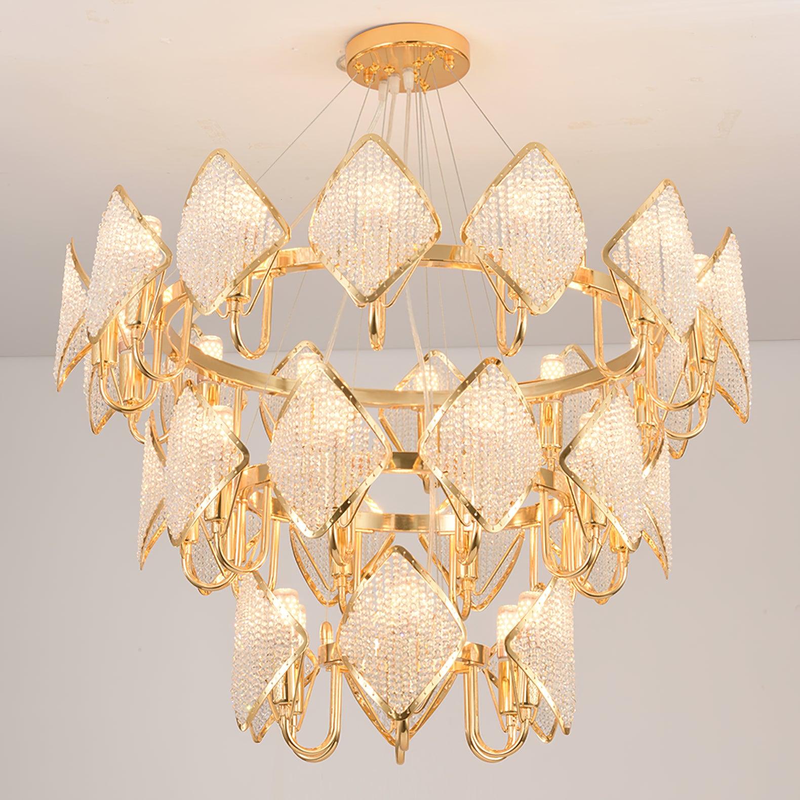 Cyrirena Chandelier Crystal Leaf Double-Tier