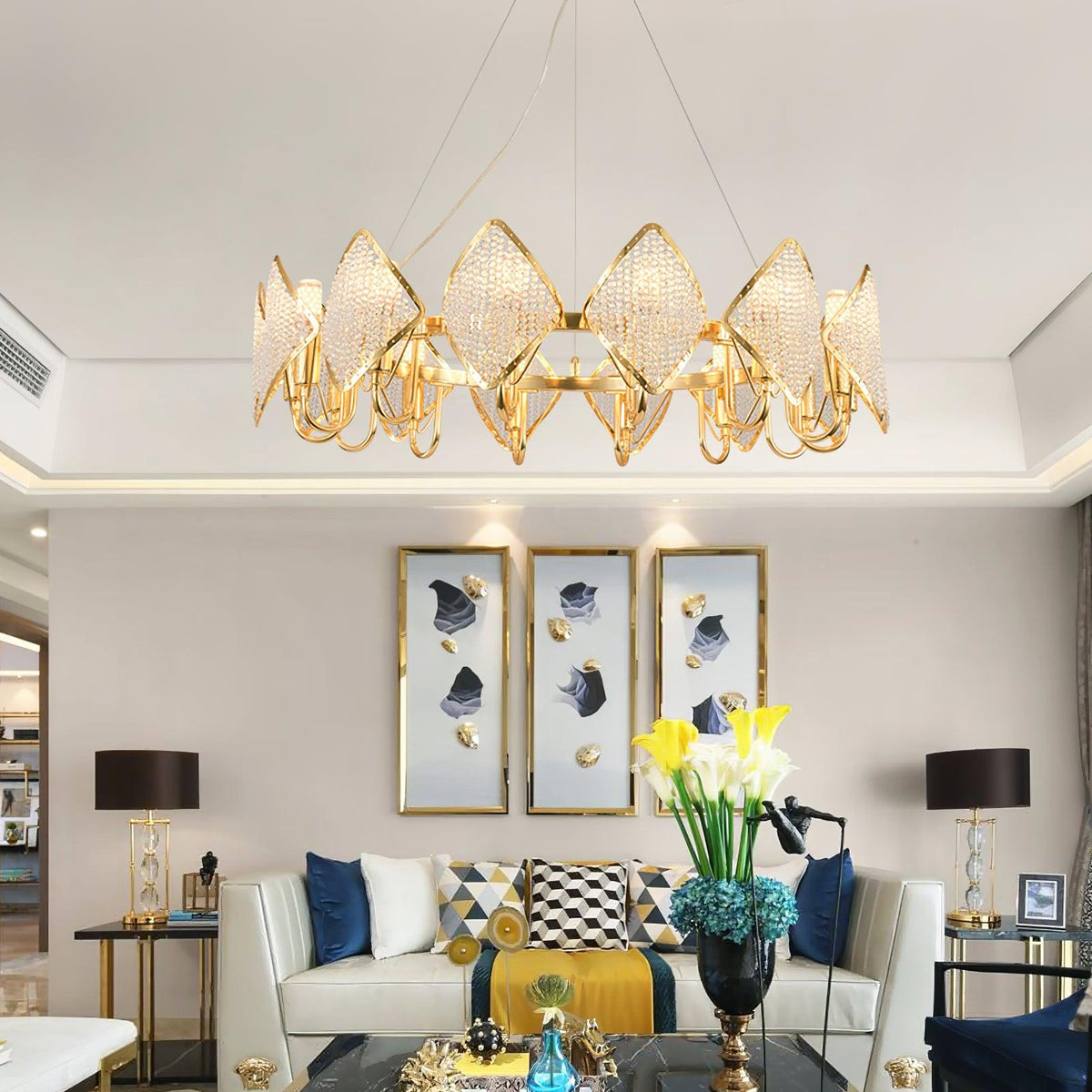 Cyrirena Chandelier Crystal Leaf Double-Tier