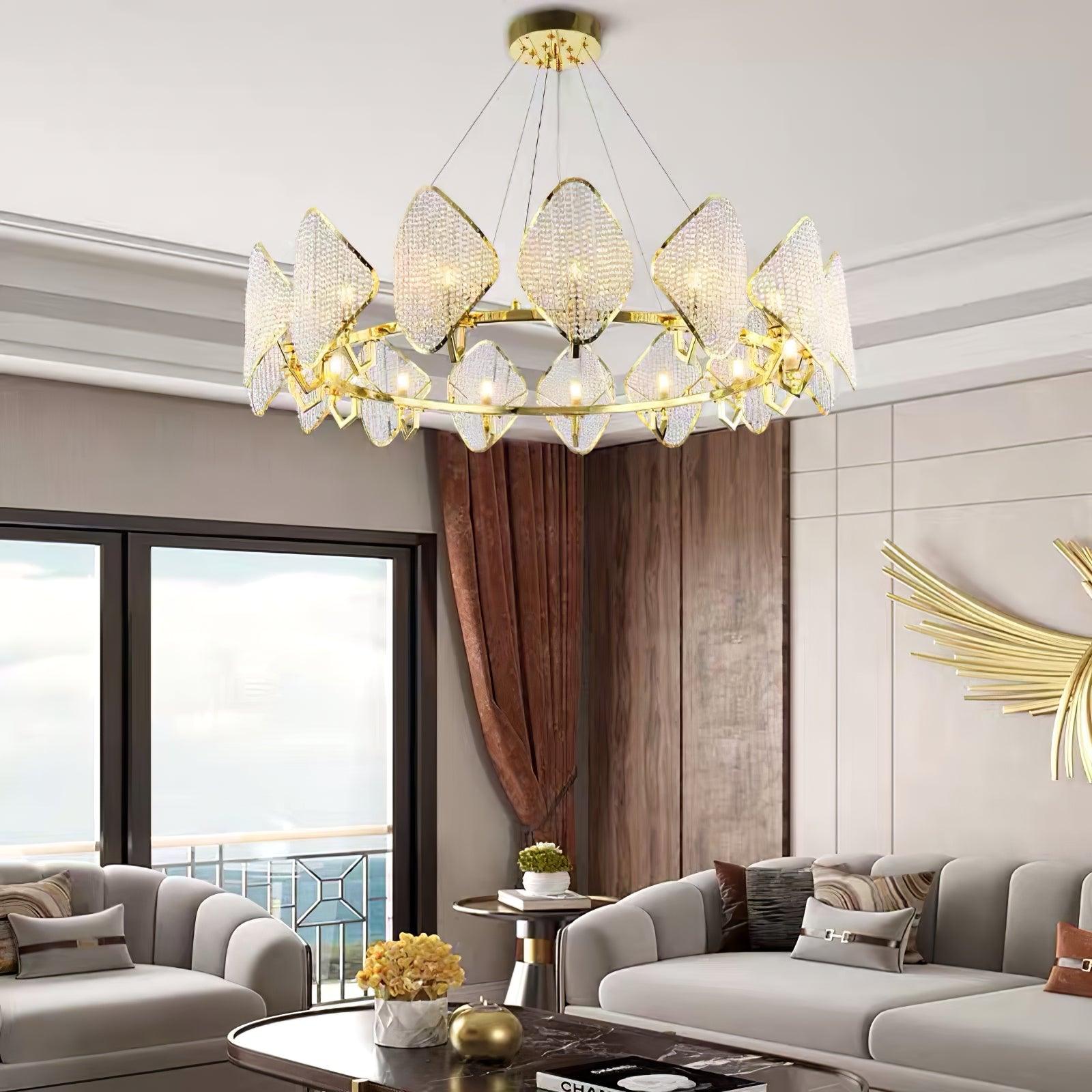 Cyrirena Chandelier Crystal Leaf Double-Tier