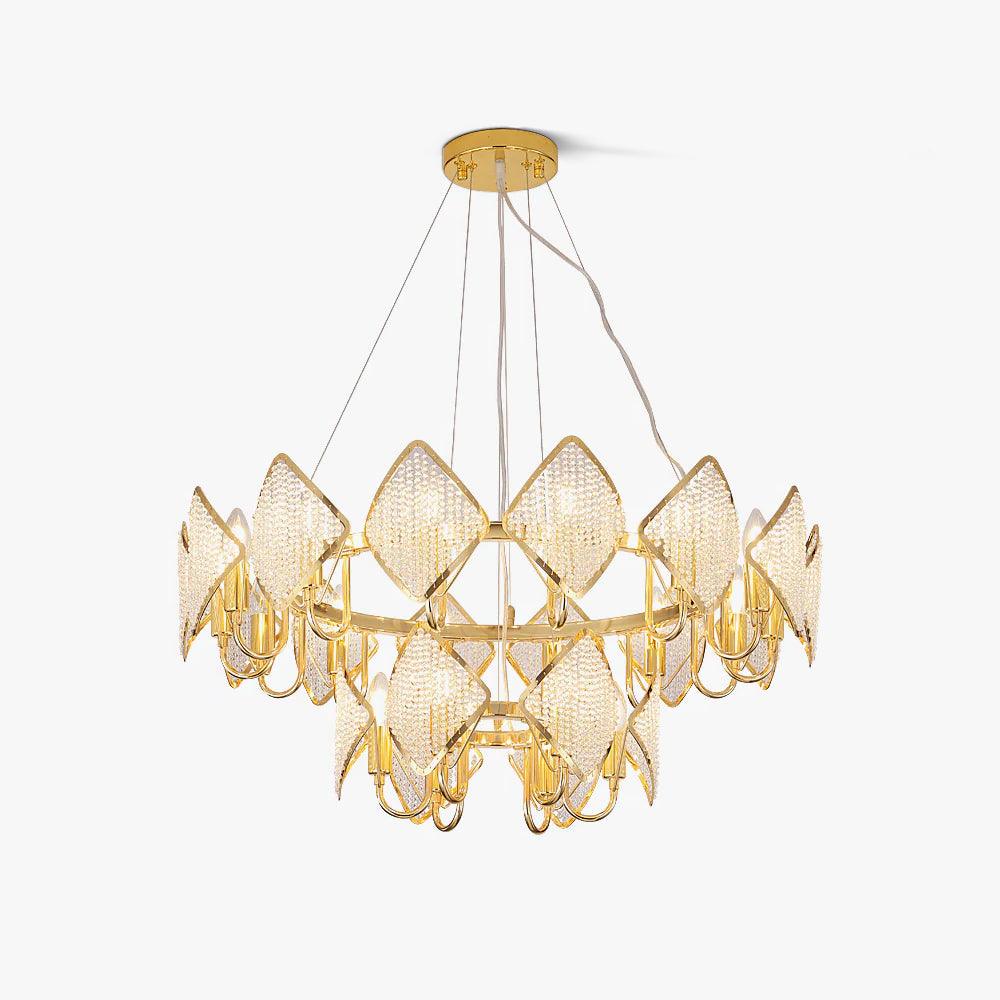 Cyrirena Chandelier Crystal Leaf Double-Tier